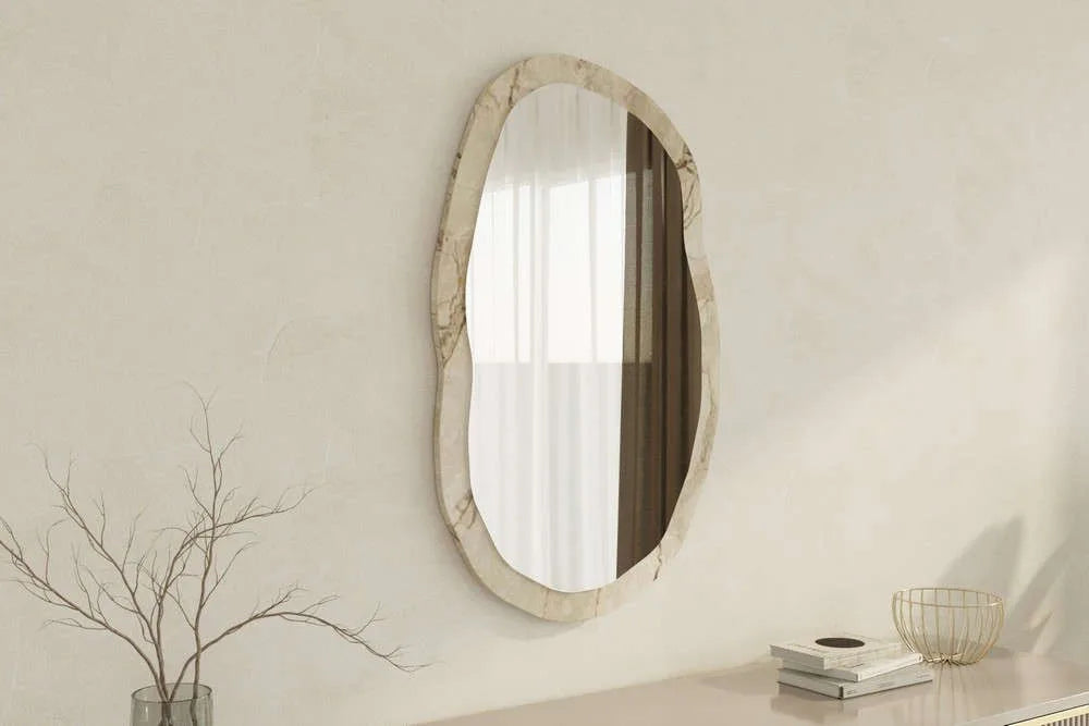 Organic Irregular Wall Mirror | Marble-Effect Frame - Karrari