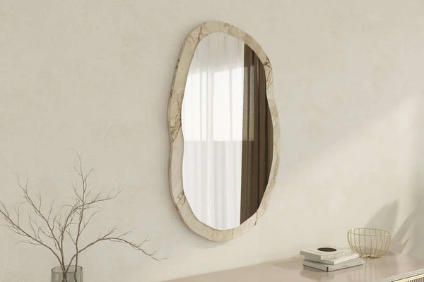 Organic Irregular Wall Mirror | Marble-Effect Frame - Karrari