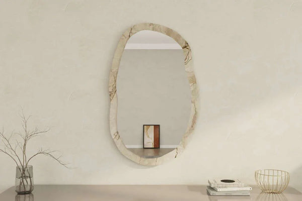 Organic Irregular Wall Mirror | Marble-Effect Frame - Karrari