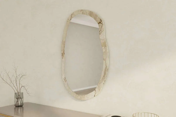 Organic Irregular Wall Mirror | Marble-Effect Frame - Karrari