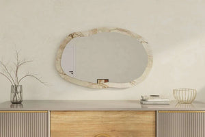 Organic Irregular Wall Mirror | Marble-Effect Frame - Karrari