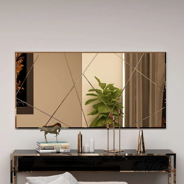 Geometric Decorative Wall Mirror | Gold Line Detail - Karrari