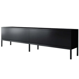 Ultra-Slim TV Unit– Matte Black Melamine & Industrial Steel - Karrari