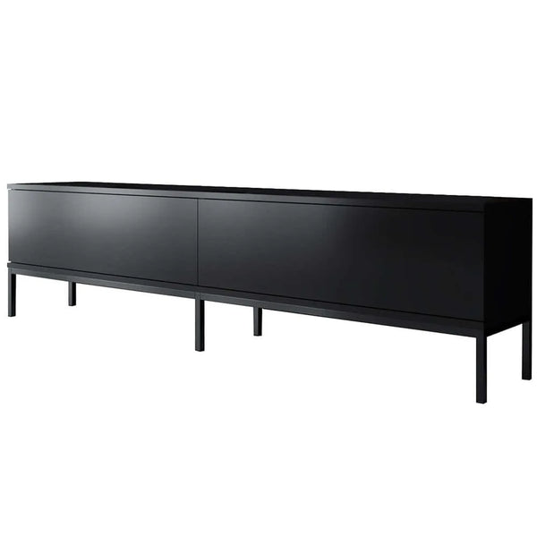 Ultra-Slim TV Unit– Matte Black Melamine & Industrial Steel - Karrari