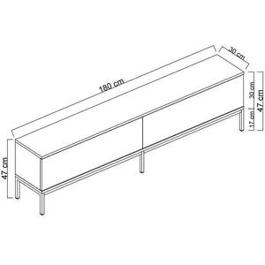 Ultra-Slim TV Unit– Matte Black Melamine & Industrial Steel - Karrari