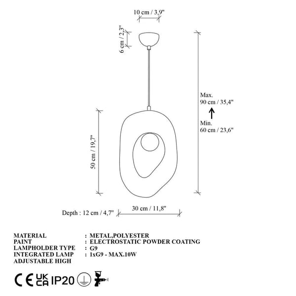 Ceiling Light Zoga Nua (30x12x90cm)