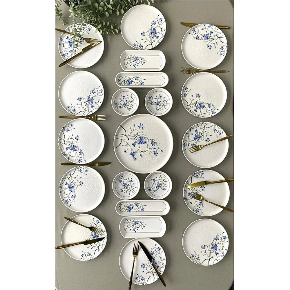Seed Blue Dinner Plate Set (Set of 21) White-Blue
