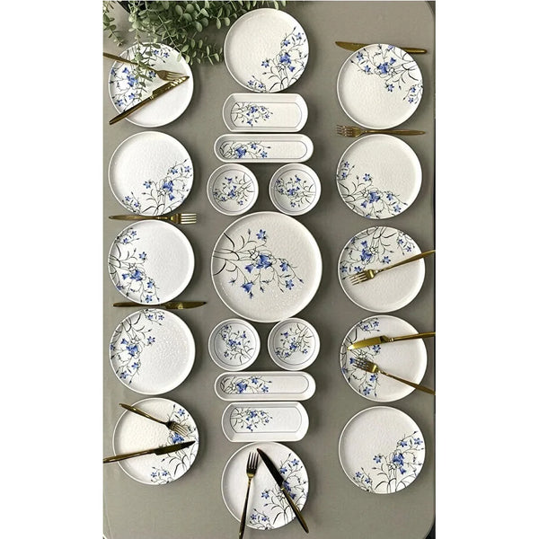 Seed Blue Dinner Plate Set (Set of 21) White-Blue