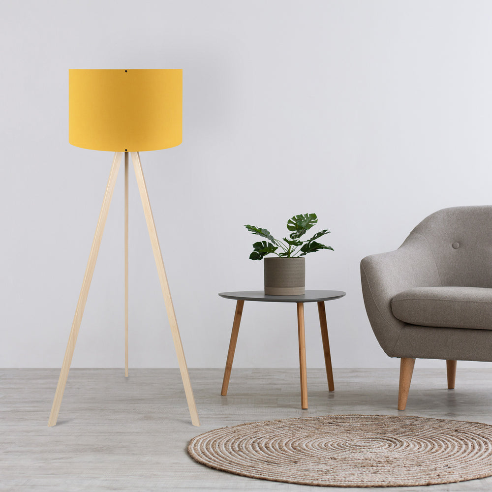 Tripod Floor Lamp - Yellow Fabric Shade (140cm) - Karrari