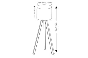Tripod Floor Lamp - Yellow Fabric Shade (140cm) - Karrari