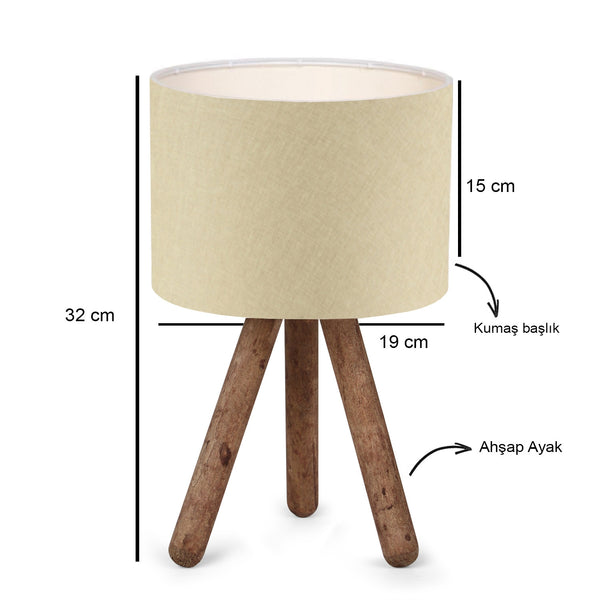 Rustic Tripod Lamp with Fabric Shade - Karrari