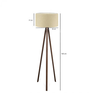 Wooden Tripod Floor Lamp - Beige Shade (140cm) - Karrari