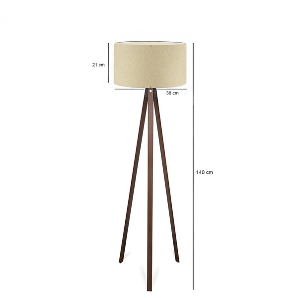 Wooden Tripod Floor Lamp - Beige Shade (140cm) - Karrari