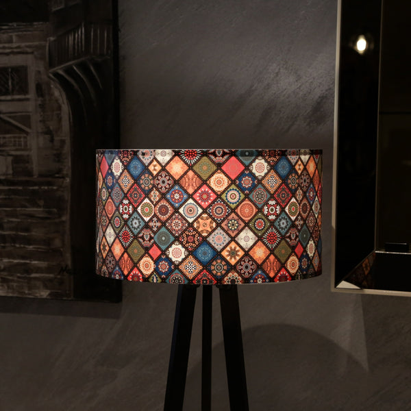 Boho Pattern Lampshade Tripod Floor Lamp (140cm) - Karrari