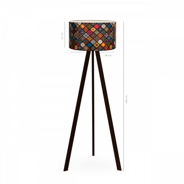 Boho Pattern Lampshade Tripod Floor Lamp (140cm) - Karrari