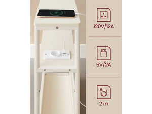 Side Table with Charging Port, 3 Shelves - Karrari