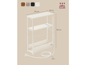 Side Table with Charging Port, 3 Shelves - Karrari