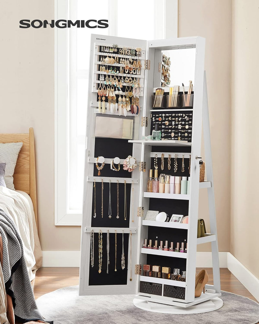 360° Rotating LED Mirror Jewellery Cabinet - Karrari