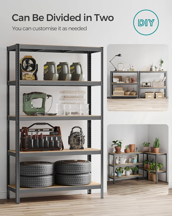 5-Tier Steel Storage Shelving Unit - Boltless Garage Rack (60x120x200cm) - Karrari