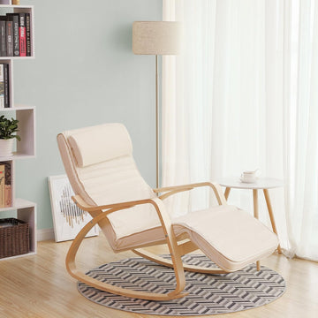 Relaxing Rocking Chair with Adjustable Footrest Max Load: 150 kg Beige