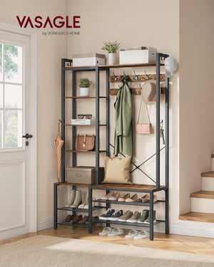 Hall Tree with Bench, Shoe Storage & Hooks - Karrari