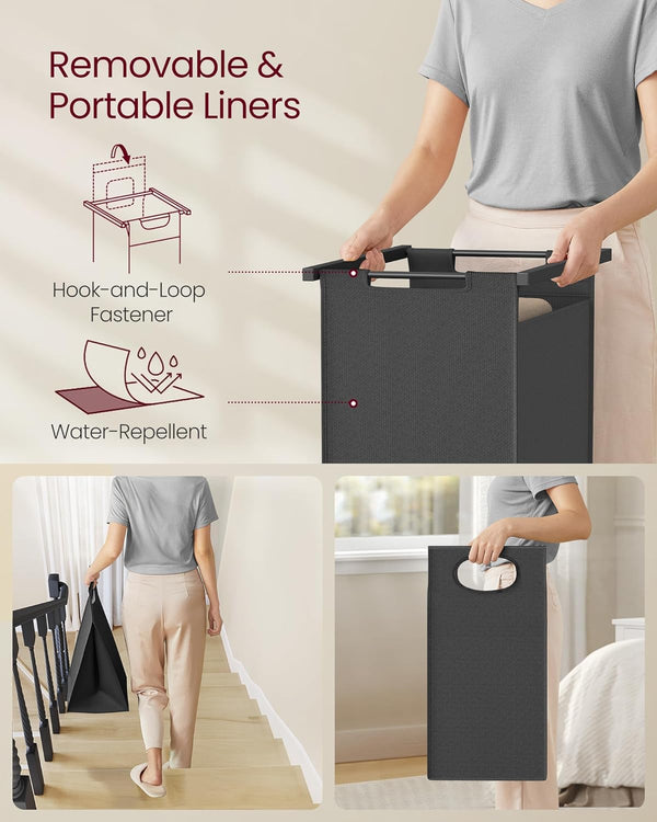 Laundry Basket - 2 Sections & Storage Shelves - Karrari