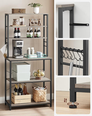Kitchen Storage Rack – 6-Tier Shelf with Hooks