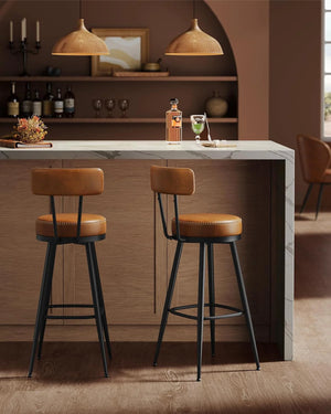 Swivel Faux Leather Bar Stools (Set of 2)