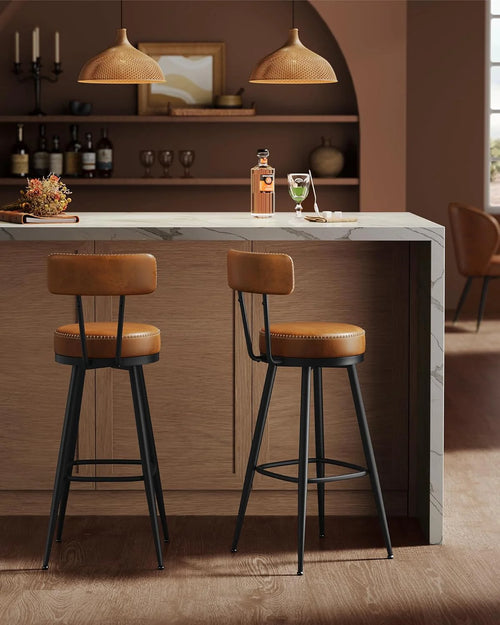 Swivel Faux Leather Bar Stools (Set of 2)