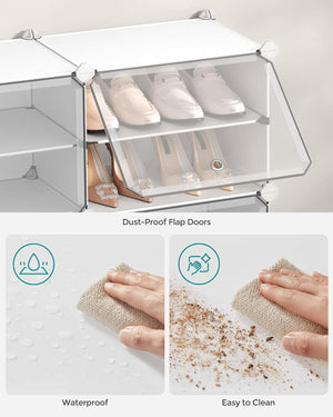 6-Slot Interlocking Shoe Rack Cabinet (White) - Karrari