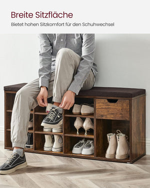Shoe Storage Bench with Drawer & Padded Seat - Karrari