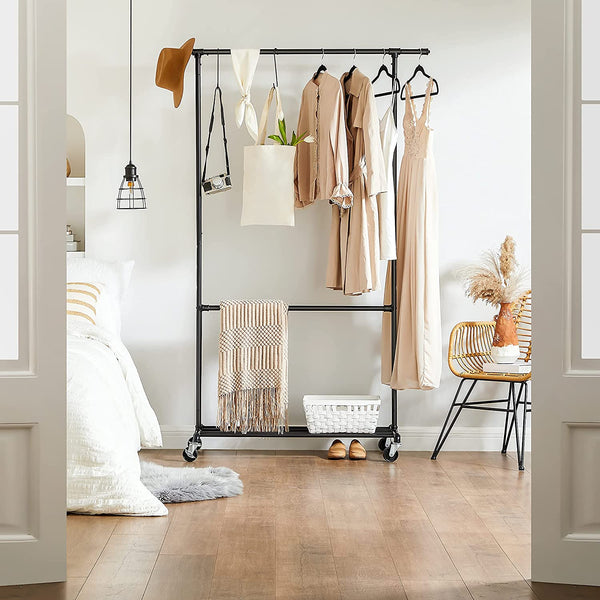 ndustrial Double Clothes Rack on Wheels - Karrari