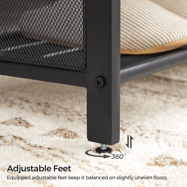 Padded Shoe Bench with Mesh Shelf