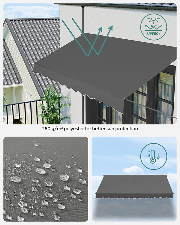 Balcony Awning - Adjustable Sun Shade with Crank Handle - Karrari