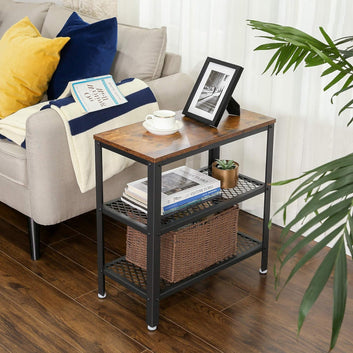 Side Table, End Table, Decorative Table with 2 Mesh Shelves