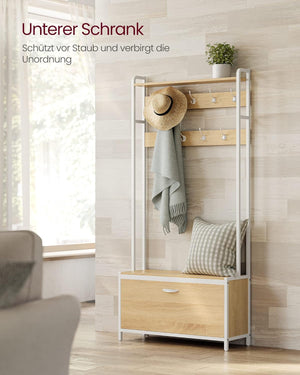 Hall Tree with Bench, Shoe Storage & 9 Hooks - Karrari
