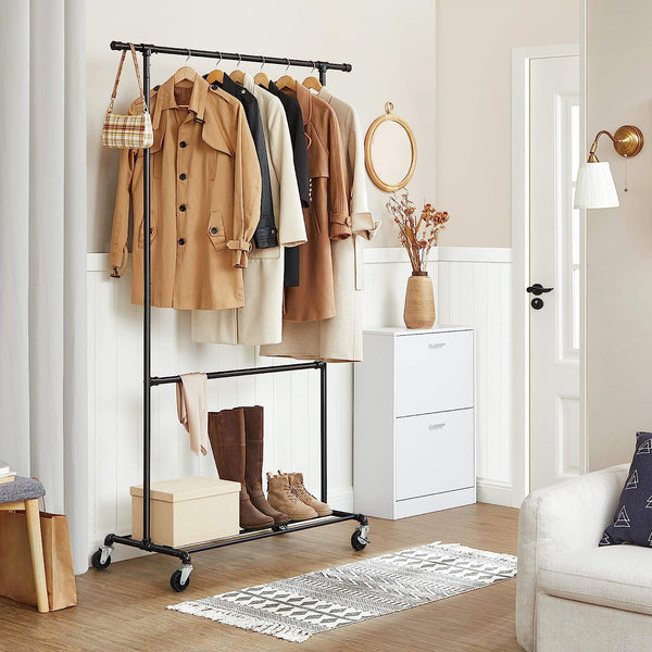 ndustrial Double Clothes Rack on Wheels - Karrari