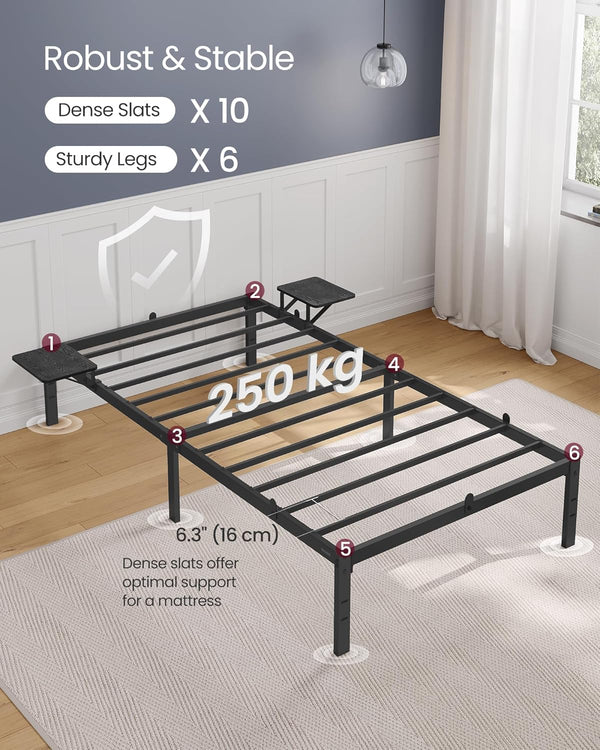 Single Bed Frame with Storage Shelves (190x90cm)