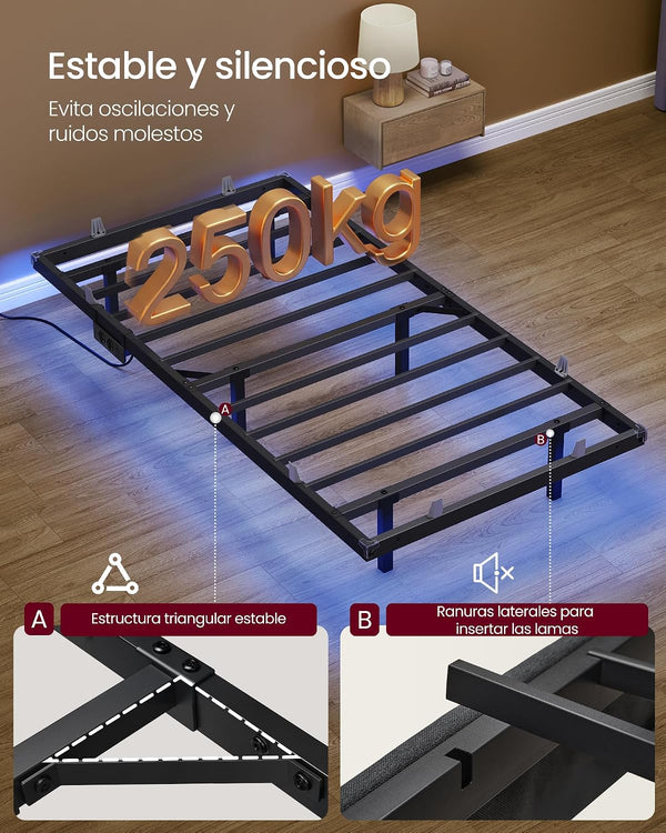 Single Bed Frame (90x190cm) LED Lighting & Electrical Outlets