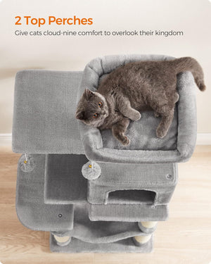Light Grey Cat Tower - Hammock & Scratching Posts - Karrari