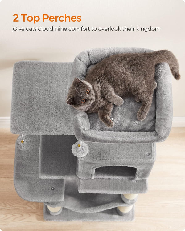 Light Grey Cat Tower - Hammock & Scratching Posts - Karrari