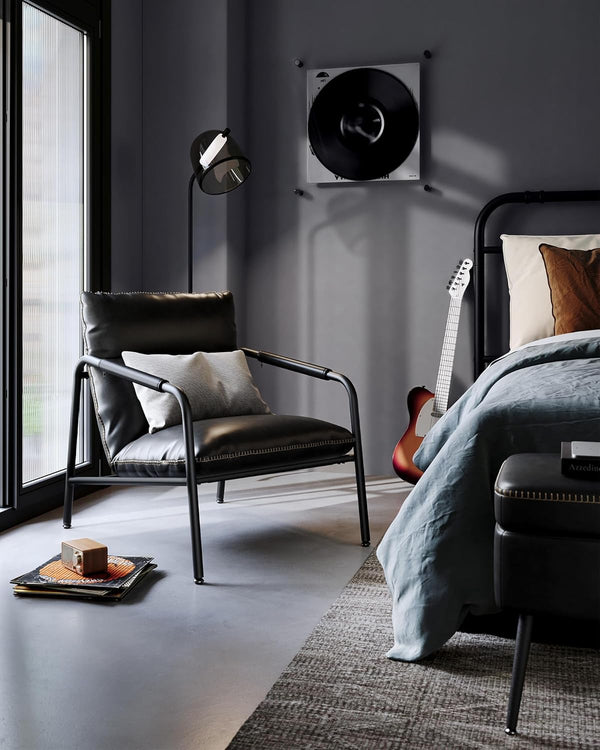 Mid-Century Armchair with Armrests - Ink Black - Karrari