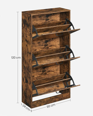 Wooden 3-Door Shoe Cabinet (Narrow Entrance) - Karrari