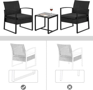 3-Piece PE Rattan Garden Furniture Set