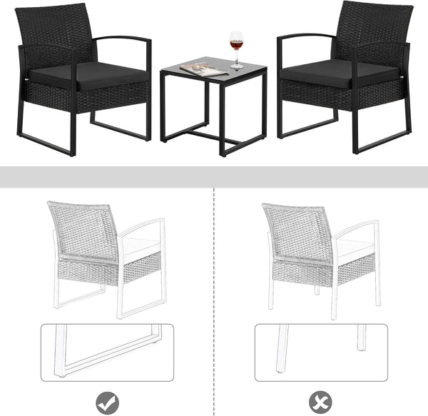 3-Piece PE Rattan Garden Furniture Set