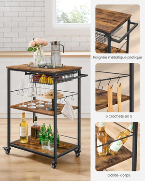 3-Tier Kitchen Trolley with Basket - Karrari