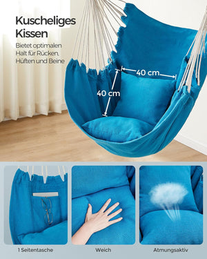 Comfort Hanging Swing Chair with Cushions - Blue