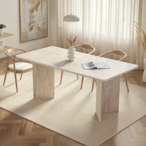 Elegant Dining Table - Travertine Color