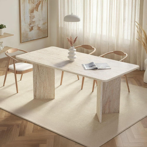 Elegant Dining Table - Travertine Color