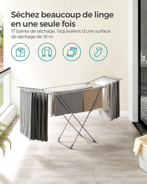 Free-Standing Clothes Airer with Wings - Indoor/Outdoor - Karrari